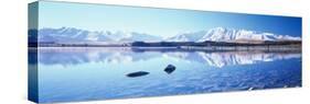 Mountain Range at the Lakeside, Two Thumb Range, Lake Tekapo, Mackenzie Basin, South Island-null-Stretched Canvas