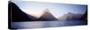 Mountain Range at Water's Edge, Milford Sound, Fiordland National Park, South Island, New Zealand-null-Stretched Canvas