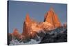 Mountain range of Cerro Fitz Roy and Cerro Torre at sunrise, Los Glaciares National Park, Argentina-Ed Rhodes-Stretched Canvas