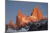 Mountain range of Cerro Fitz Roy and Cerro Torre at sunrise, Los Glaciares National Park, Argentina-Ed Rhodes-Mounted Photographic Print