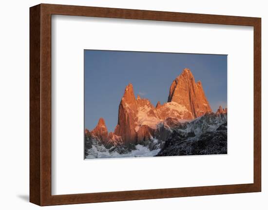 Mountain range of Cerro Fitz Roy and Cerro Torre at sunrise, Los Glaciares National Park, Argentina-Ed Rhodes-Framed Photographic Print