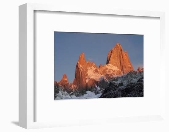 Mountain range of Cerro Fitz Roy and Cerro Torre at sunrise, Los Glaciares National Park, Argentina-Ed Rhodes-Framed Photographic Print