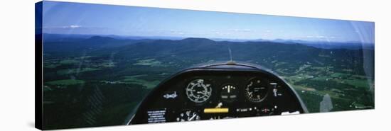 Mountain Range Through a Cockpit of an Airplane, Green Mountains, Vermont, USA-null-Stretched Canvas
