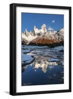 Mountain range with Cerro Fitz Roy reflected, Los Glaciares National Park, Argentina-Ed Rhodes-Framed Photographic Print
