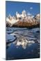 Mountain range with Cerro Fitz Roy reflected, Los Glaciares National Park, Argentina-Ed Rhodes-Mounted Photographic Print