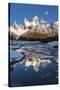 Mountain range with Cerro Fitz Roy reflected, Los Glaciares National Park, Argentina-Ed Rhodes-Stretched Canvas