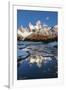 Mountain range with Cerro Fitz Roy reflected, Los Glaciares National Park, Argentina-Ed Rhodes-Framed Photographic Print