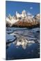 Mountain range with Cerro Fitz Roy reflected, Los Glaciares National Park, Argentina-Ed Rhodes-Mounted Photographic Print