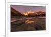 Mountain range with Cerro Torre and Fitz Roy, Los Glaciares National Park, Argentina-Ed Rhodes-Framed Photographic Print