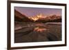 Mountain range with Cerro Torre and Fitz Roy, Los Glaciares National Park, Argentina-Ed Rhodes-Framed Photographic Print