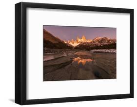 Mountain range with Cerro Torre and Fitz Roy, Los Glaciares National Park, Argentina-Ed Rhodes-Framed Photographic Print