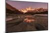 Mountain range with Cerro Torre and Fitz Roy, Los Glaciares National Park, Argentina-Ed Rhodes-Mounted Photographic Print