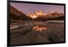 Mountain range with Cerro Torre and Fitz Roy, Los Glaciares National Park, Argentina-Ed Rhodes-Framed Photographic Print