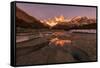 Mountain range with Cerro Torre and Fitz Roy, Los Glaciares National Park, Argentina-Ed Rhodes-Framed Stretched Canvas