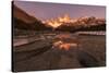 Mountain range with Cerro Torre and Fitz Roy, Los Glaciares National Park, Argentina-Ed Rhodes-Stretched Canvas