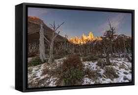 Mountain range with Cerro Torre and Fitz Roy, Los Glaciares National Park, Argentina-Ed Rhodes-Framed Stretched Canvas