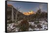 Mountain range with Cerro Torre and Fitz Roy, Los Glaciares National Park, Argentina-Ed Rhodes-Framed Stretched Canvas