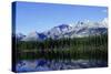 Mountain Reflecting in a Lake with Green Trees-null-Stretched Canvas