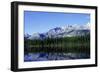 Mountain Reflecting in a Lake with Green Trees-null-Framed Photographic Print