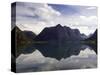 Mountain Reflecting in Fjord Waters, Norway-Michele Molinari-Stretched Canvas