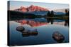 Mountain Reflection in Lake Minnewanka-JamesWheeler-Stretched Canvas