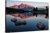 Mountain Reflection in Lake Minnewanka-JamesWheeler-Stretched Canvas