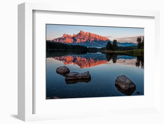 Mountain Reflection in Lake Minnewanka-JamesWheeler-Framed Photographic Print