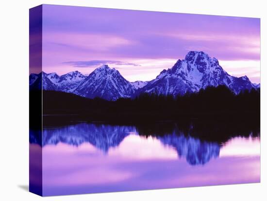 Mountain Reflections on Lake, Grand Teton National Park, Wyoming, Usa-Dennis Flaherty-Stretched Canvas