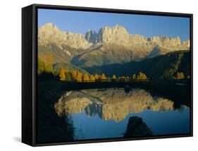 Mountain Reflections, Rosengartengrupp, Dolomites, Trentino-Alto Adige, Italy, Europe-Gavin Hellier-Framed Stretched Canvas