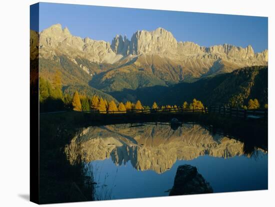 Mountain Reflections, Rosengartengrupp, Dolomites, Trentino-Alto Adige, Italy, Europe-Gavin Hellier-Stretched Canvas