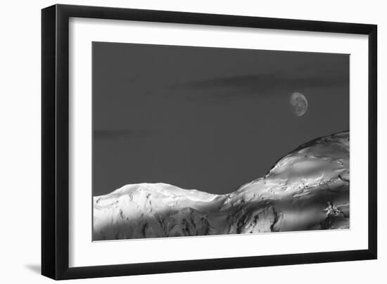 Mountain Ridge and Moon, Antarctic Peninsula-Paul Souders-Framed Photographic Print