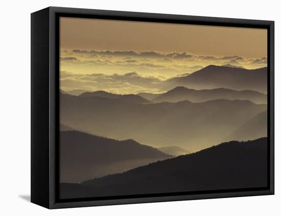Mountain Ridges at Sunrise, Great Smoky Mountains National Park, Tennessee, USA-Adam Jones-Framed Stretched Canvas