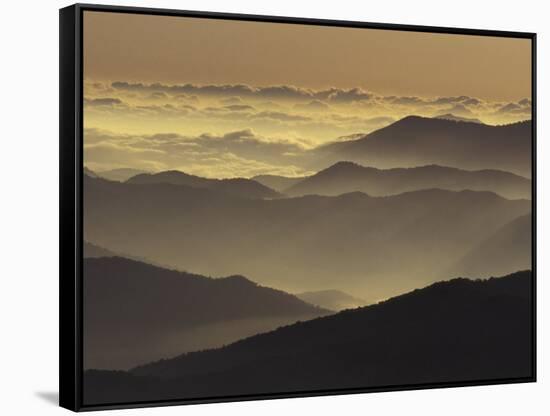 Mountain Ridges at Sunrise, Great Smoky Mountains National Park, Tennessee, USA-Adam Jones-Framed Stretched Canvas