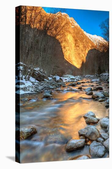 Mountain River in the Alps-null-Stretched Canvas