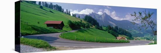 Mountain Road Jaunpass Switzerland-null-Stretched Canvas