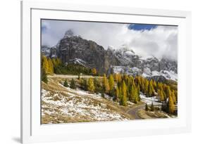 Mountain Road Leading Up to Grodner Joch, Passo Gardena from Groeden Valley, Val Badia in Dolomites-Martin Zwick-Framed Photographic Print