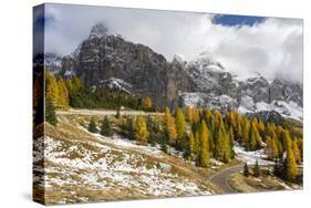 Mountain Road Leading Up to Grodner Joch, Passo Gardena from Groeden Valley, Val Badia in Dolomites-Martin Zwick-Stretched Canvas