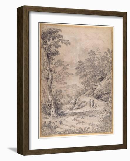 Mountain Road Winding Through Woodland and Rocks, 1640s-Gaspard Dughet Poussin-Framed Giclee Print