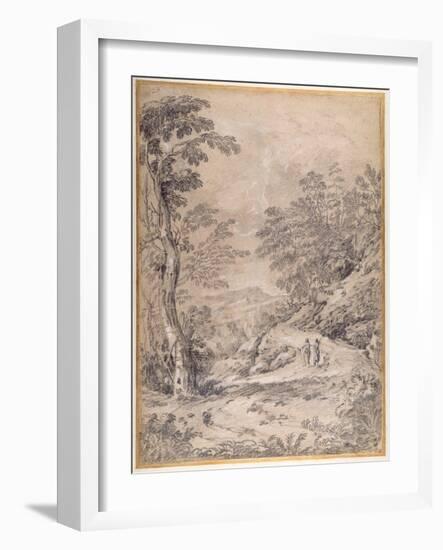 Mountain Road Winding Through Woodland and Rocks, 1640s-Gaspard Dughet Poussin-Framed Giclee Print