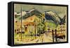 Mountain scene-Claude Flight-Framed Stretched Canvas