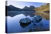 Mountain Scenery Dove Lake in Front of Massive-null-Stretched Canvas