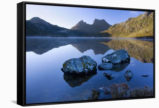 Mountain Scenery Dove Lake in Front of Massive-null-Framed Stretched Canvas