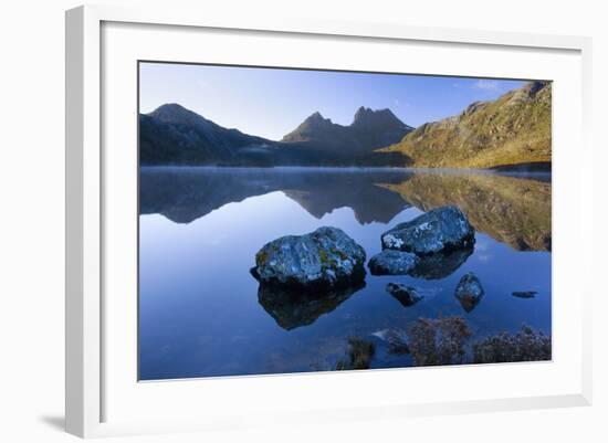 Mountain Scenery Dove Lake in Front of Massive-null-Framed Photographic Print