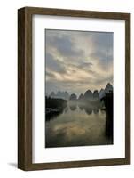 Mountain Scenic at Sunset Along the Li River Near Yangshuo, China-Darrell Gulin-Framed Photographic Print