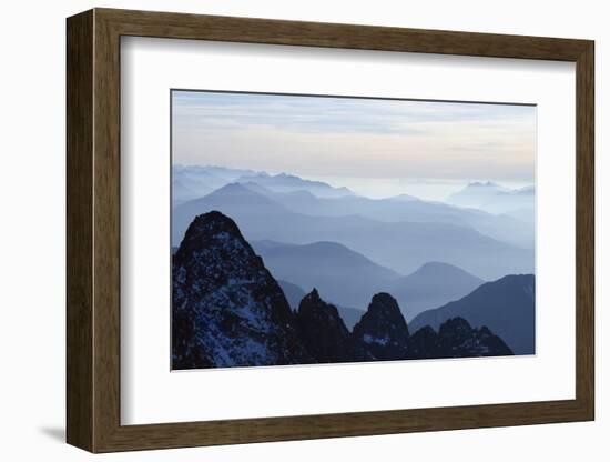 Mountain Silhouette, Aiguilles Rouges, Chamonix, Haute-Savoie, French Alps, France, Europe-Christian Kober-Framed Photographic Print