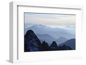 Mountain Silhouette, Aiguilles Rouges, Chamonix, Haute-Savoie, French Alps, France, Europe-Christian Kober-Framed Photographic Print