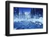 Mountain, stream and forest in winter, Banff National Park, Alberta, Canada-Panoramic Images-Framed Photographic Print