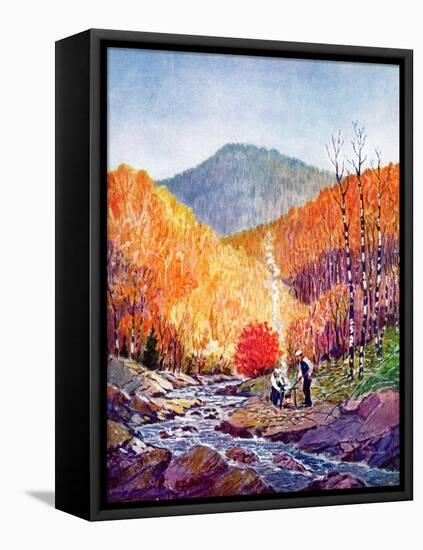 "Mountain Stream in Autumn,"October 1, 1938-Albert B. Marks-Framed Stretched Canvas