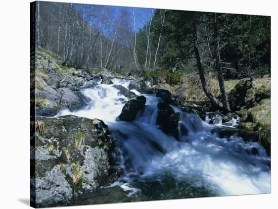 Mountain Stream in La Massana in Andorra, Europe-Jeremy Bright-Stretched Canvas