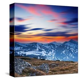 Mountain Sunset Landscape-null-Stretched Canvas
